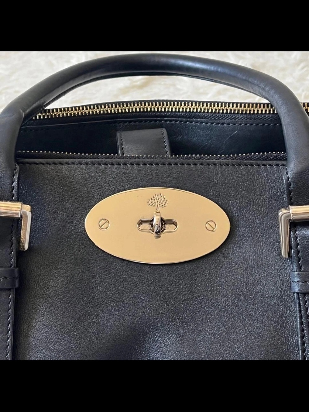 Mulberry Black Leather Bayswater-Style Top-Handle Satchel - Picture 13 of 16